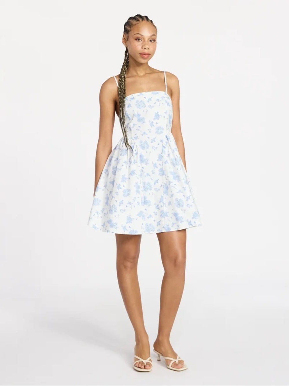 White and Blue Floral Corset Dress